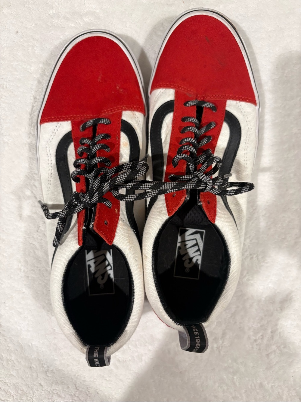 Vans Old Skool Low-Top Sneakers in Red, White & Black
